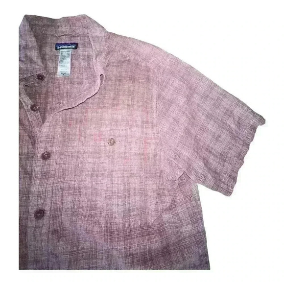 Patagonia Short Sleeve Mens Button Shirt Sz Medium Red Pattern Plaid Wood Casual - Picture 4 of 8
